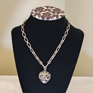 1928 Brand Filigree Heart Pendant